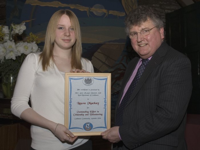 Photo: Young People's Certificate For Citizenship - Laura Mackay presented by Tom Jackson