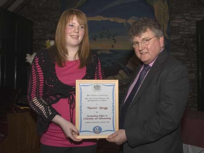 Photo: Young People's Certificate For Citizenship - Naomi Begg presented by Tom Jackson