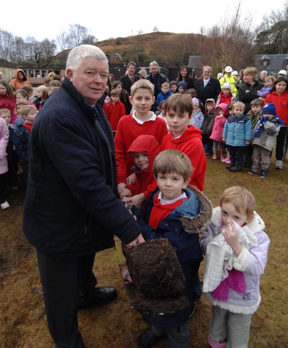 Photo: Councillor Bill Fernie Digs First Turf To Start Building A New School At Acharacle