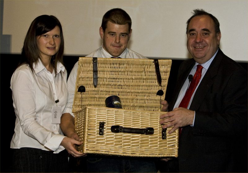 Photo: Halkirk Young Farmers Presenting Alex Salmond With A Mey Selections Hamper