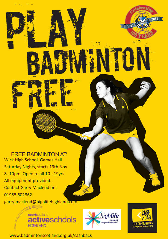 Photo: Play Badminton FREE In Wick From 19 November