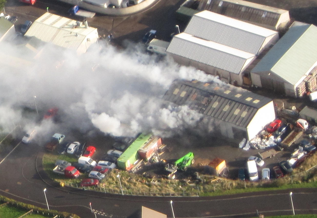 Photo: Ormlie Industrial Estate Fire From The Air