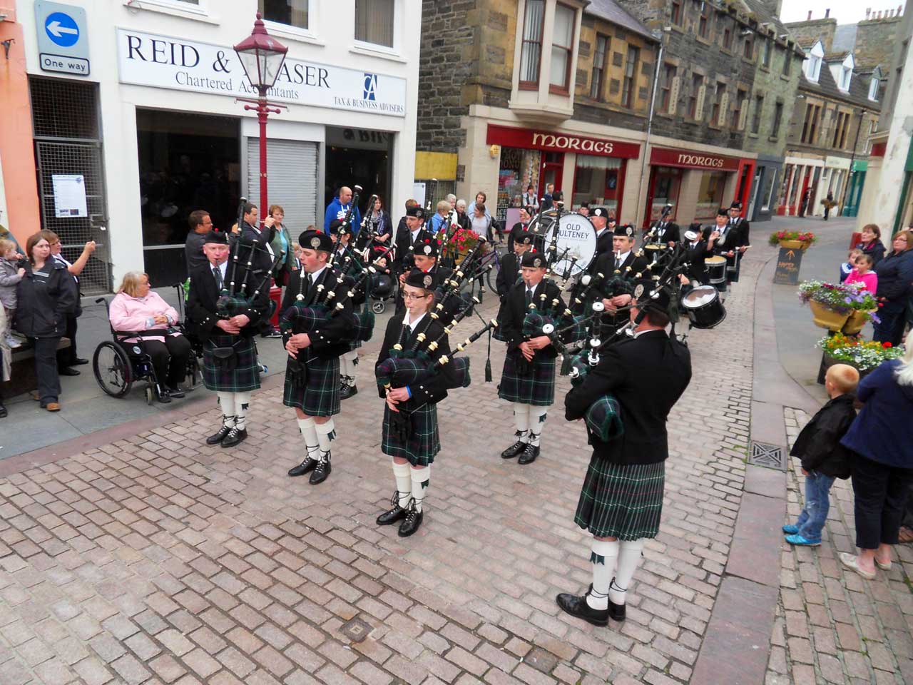 Photo: Wick Pipe Band and Highland Dancers In Market Square, Wick