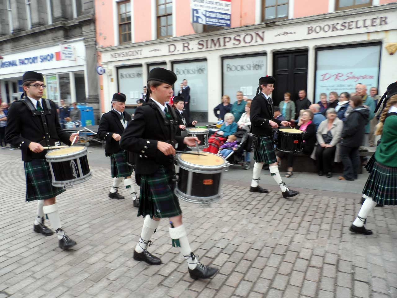 Photo: Wick Pipe Band and Highland Dancers In Market Square, Wick