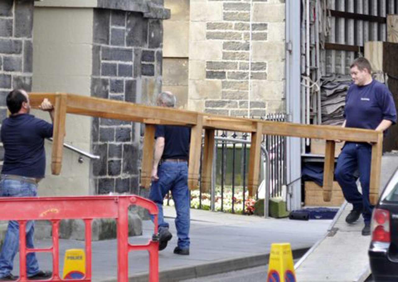 Photo: Wick Town Hall Furniture Goes Back In
