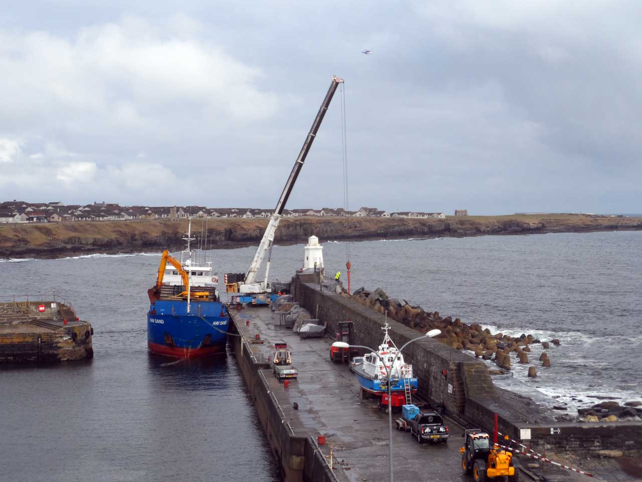 Photo: Reinforcing Rock Armour At Wick Harbour
