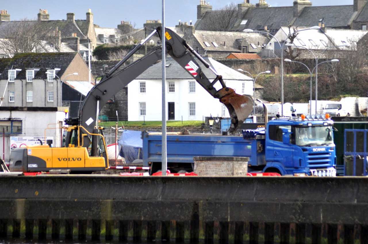 Photo: Wick Harbour Wall Repairs Ongoing
