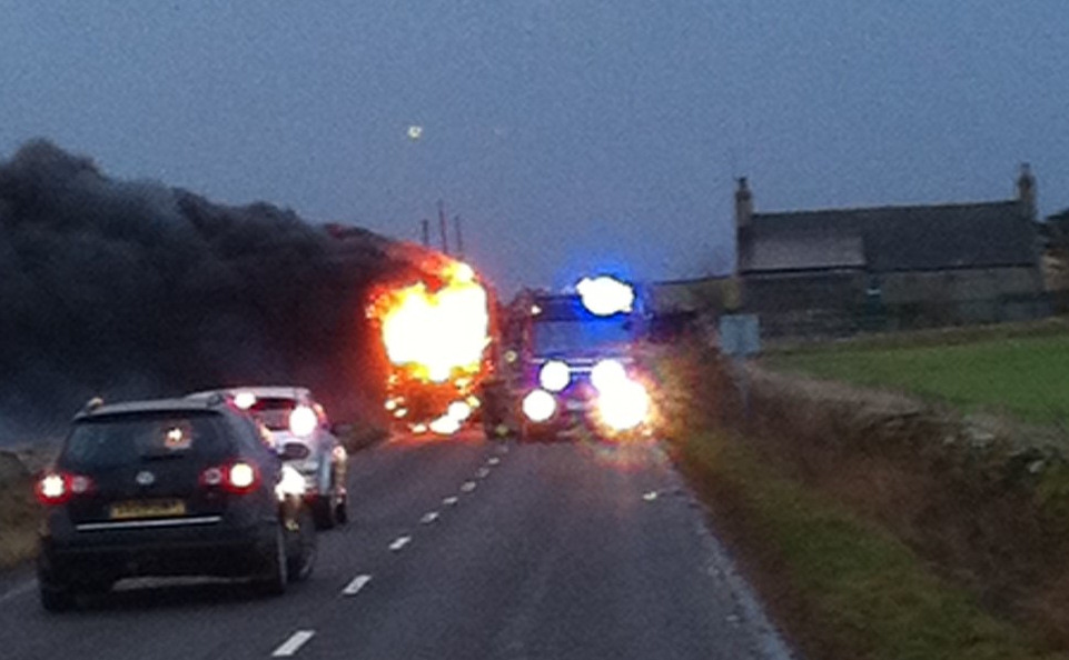 Photo: Keiss Bus To Wick High School Fire