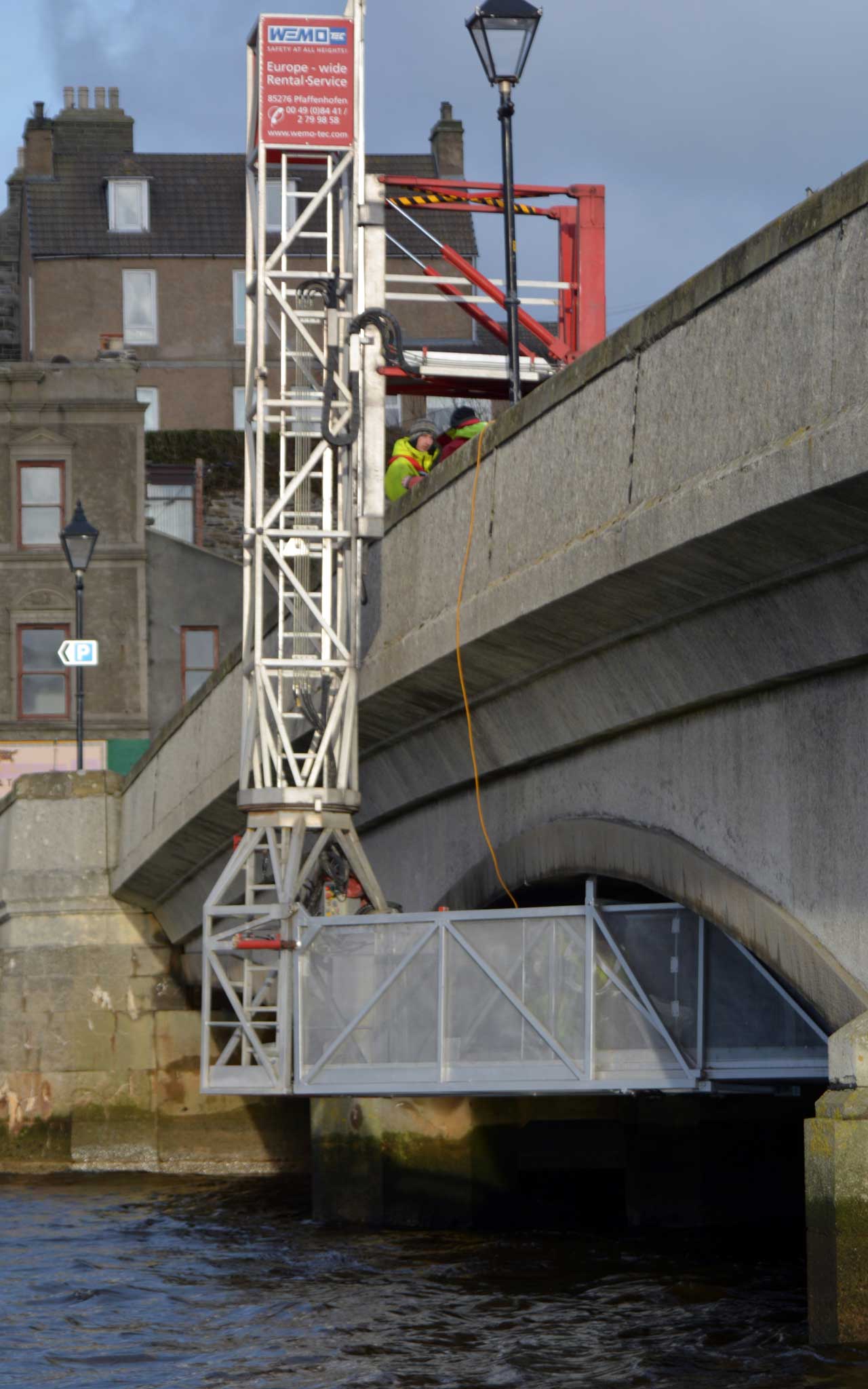 Photo: Repairing Pipes Under Service Bridge, Wick