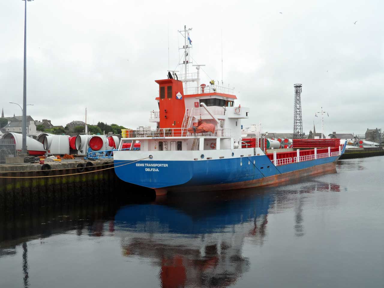 Photo: Turbines At Wick Harbour Bound For Lochend Wind Farm