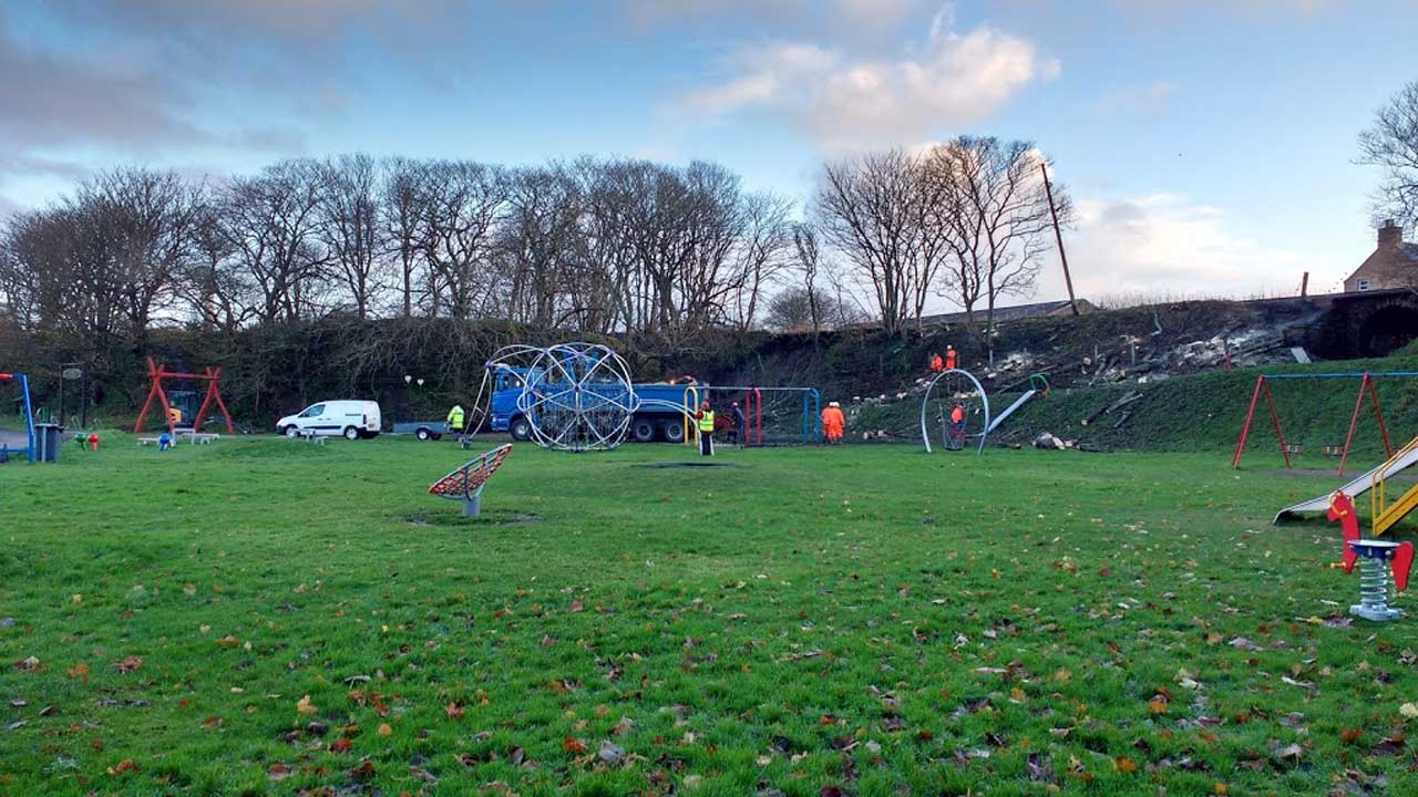 Photo: Work To Make Safe Embankment Collapse Play Park, Wick