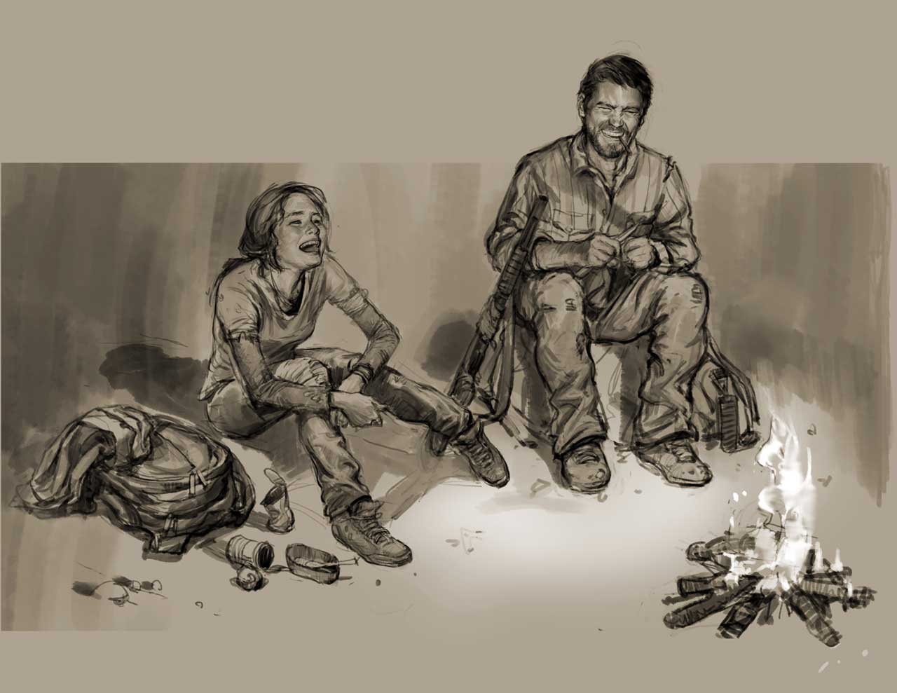 Photo: Ellie and Joel character sketch from The Last of Us, Naughty Dog, 2013