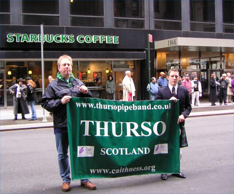 Photo: Thurso Pipe Band In New York For Tartan Day 2004