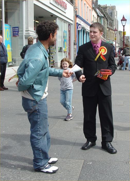 Photo: Scottish Socialist Candidate Luke Ivory Meeting Folk In Wick
