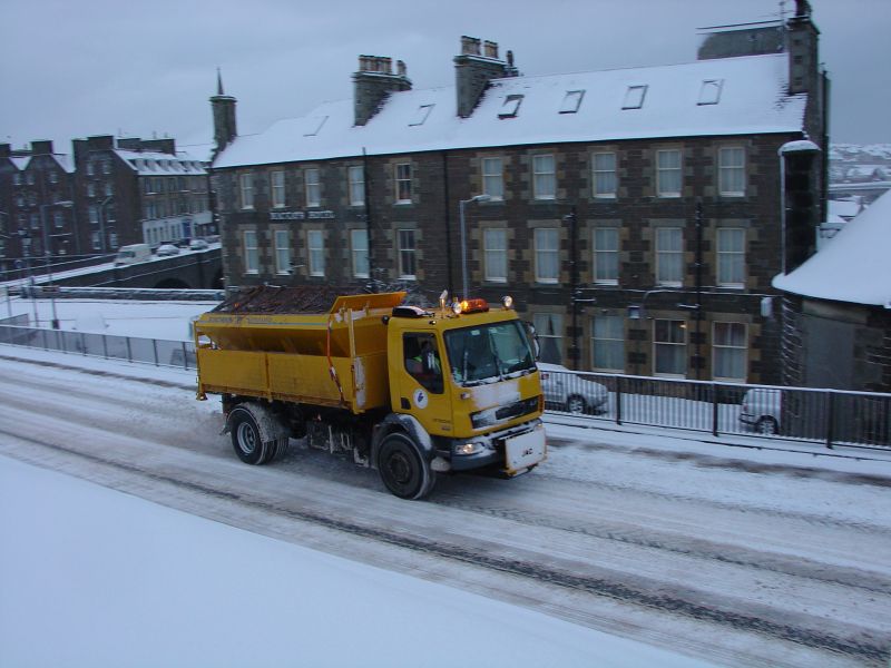Photo: Winter Scene In Caithness - A Gritter Truck, Wick 4 March 2006 7.35am