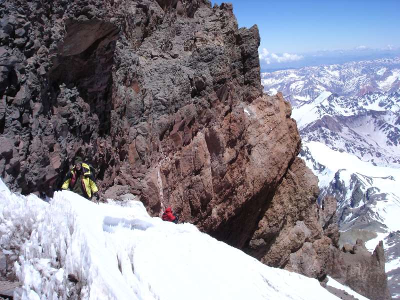 Photo: Ascending up on of the more stable bits of the Canaleta on the way to the summit of Aconcagua