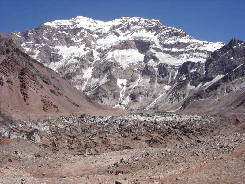 Photo: South Face of Aconcagua With An Advancing Glacier In The Foreground