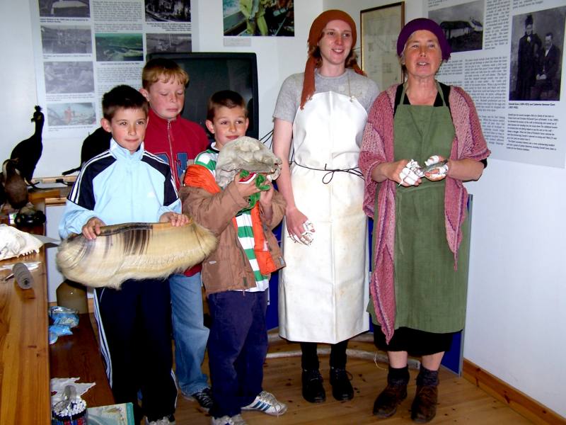 Photo: Mary Legg And Kirsty Rosie With Local Boys Chatting About Whales
