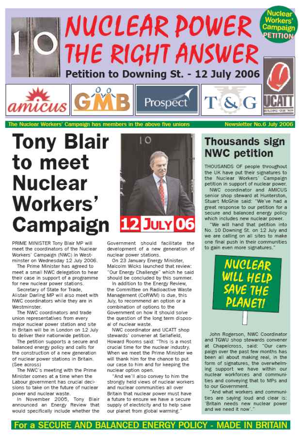 Photo: Nuclear Power Petition Campaign Newsletter Page One